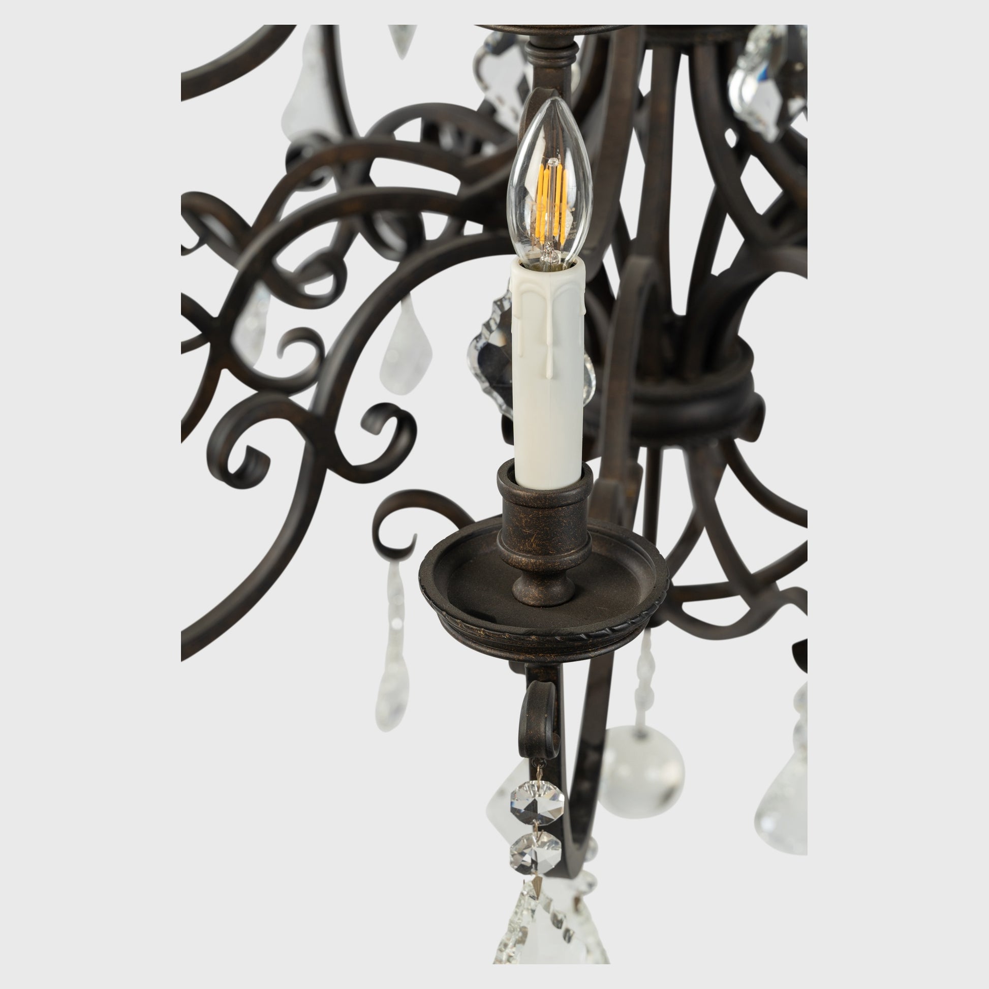 Louis 15th 24 Light Pendant White Candle Covers