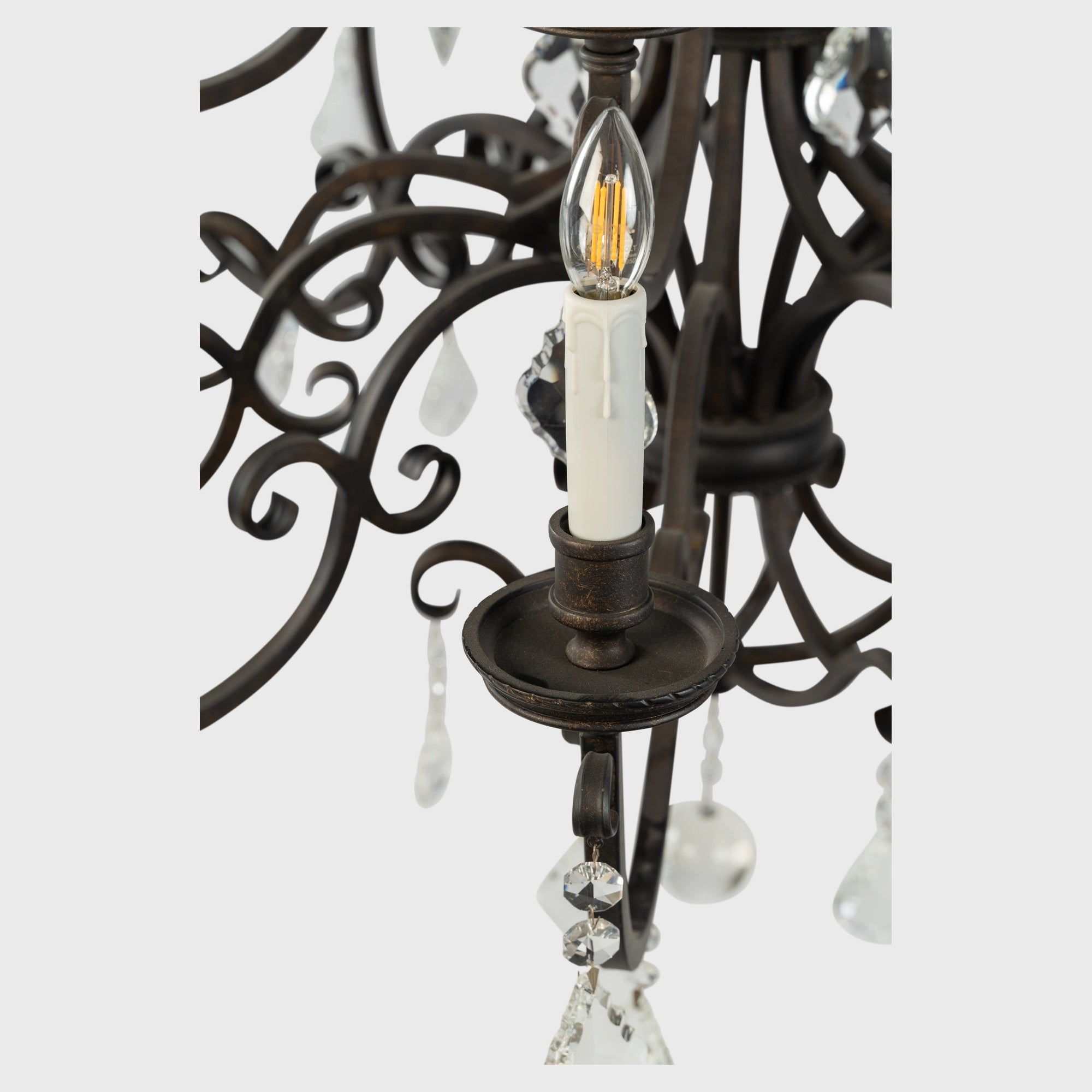Louis 15th 24 Light Pendant White Candle Covers