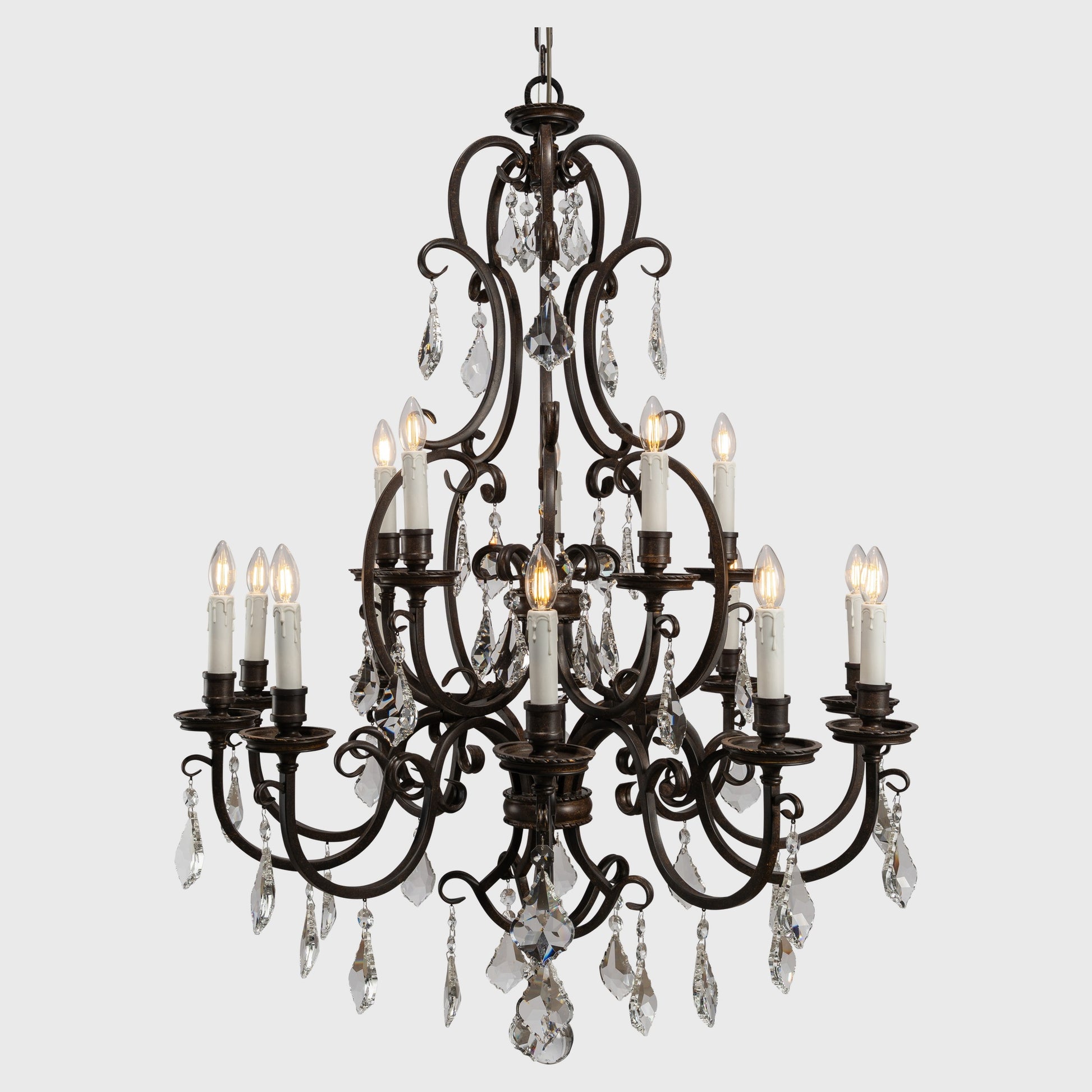 Louis 15th 15 Light Pendant White Candle Covers