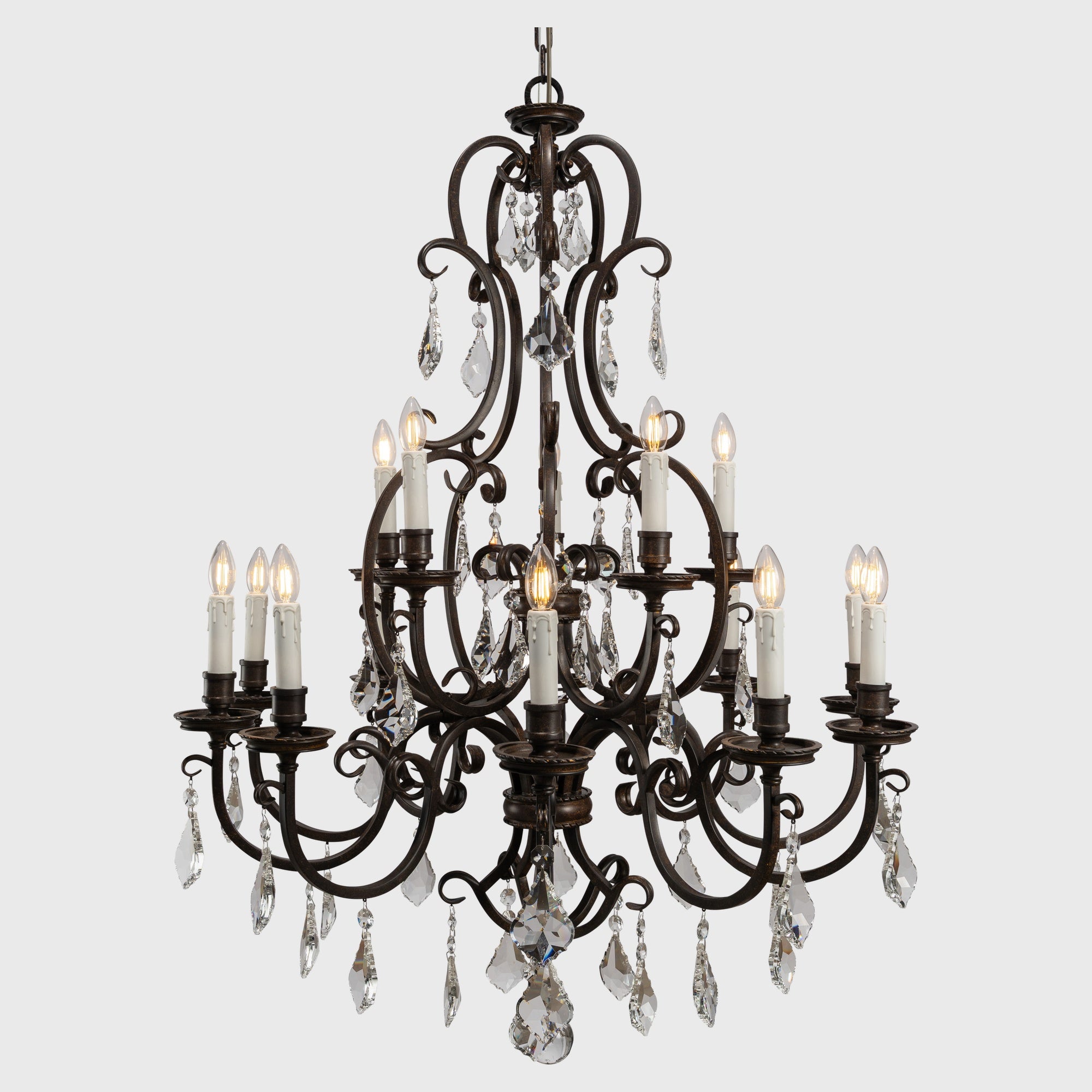 Louis 15th 15 Light Pendant White Candle Covers