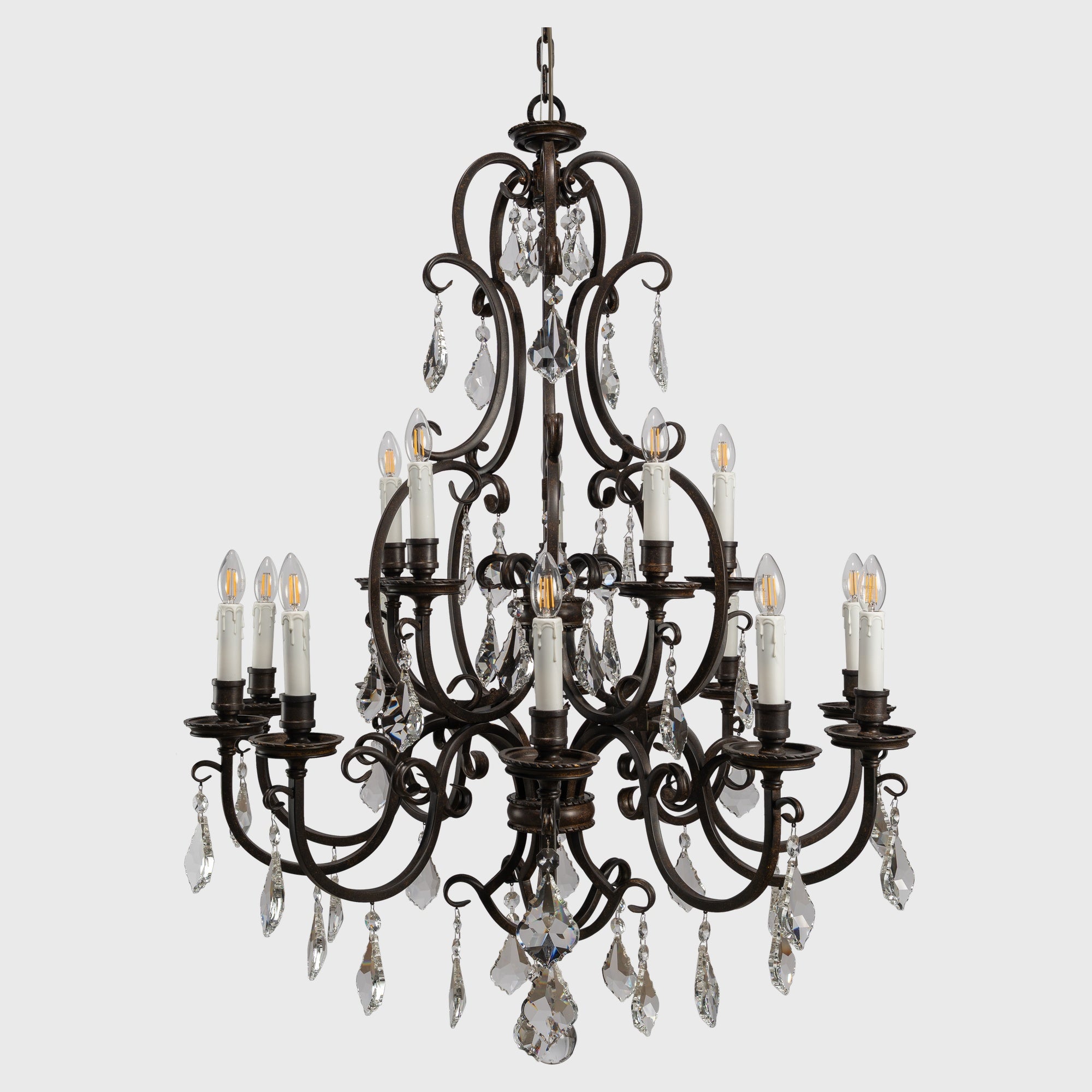 Louis 15th 15 Light Pendant White Candle Covers