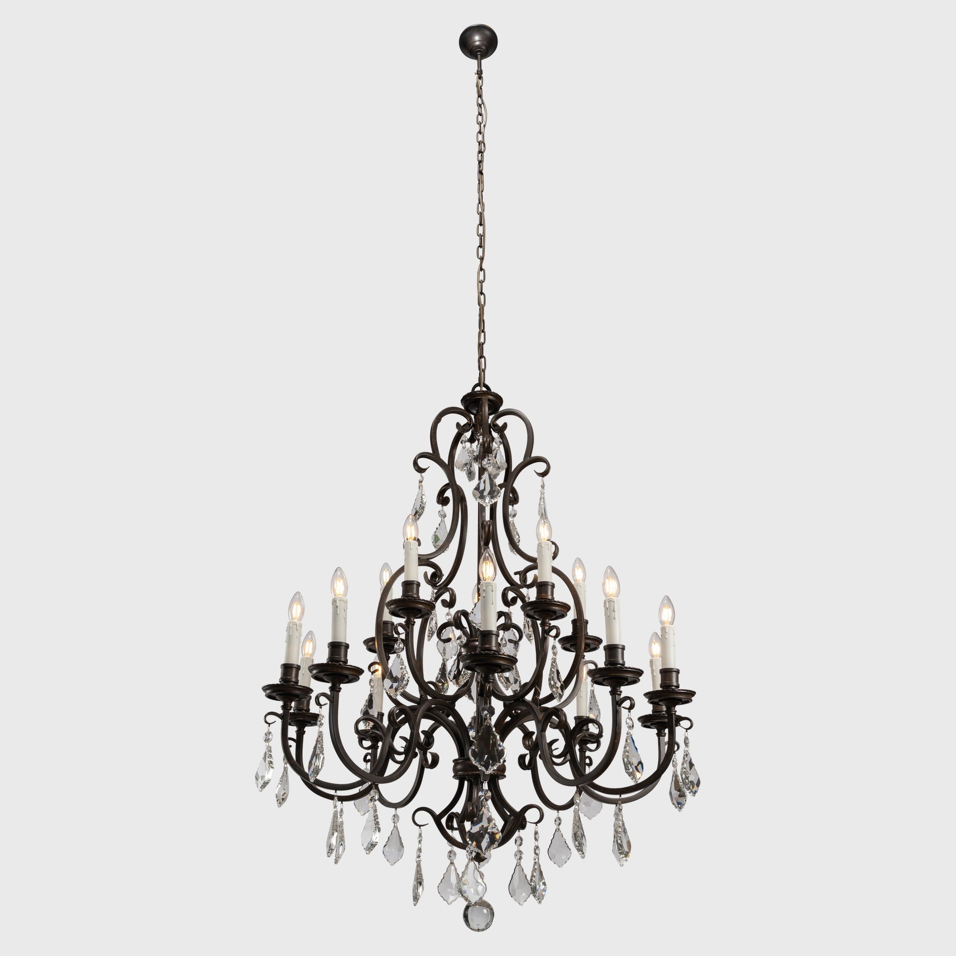 Louis 15th 15 Light Pendant White Candle Covers