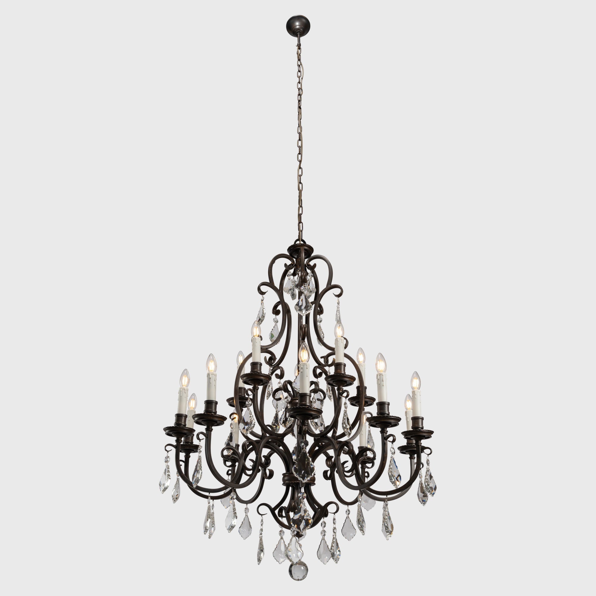Louis 15th 15 Light Pendant White Candle Covers
