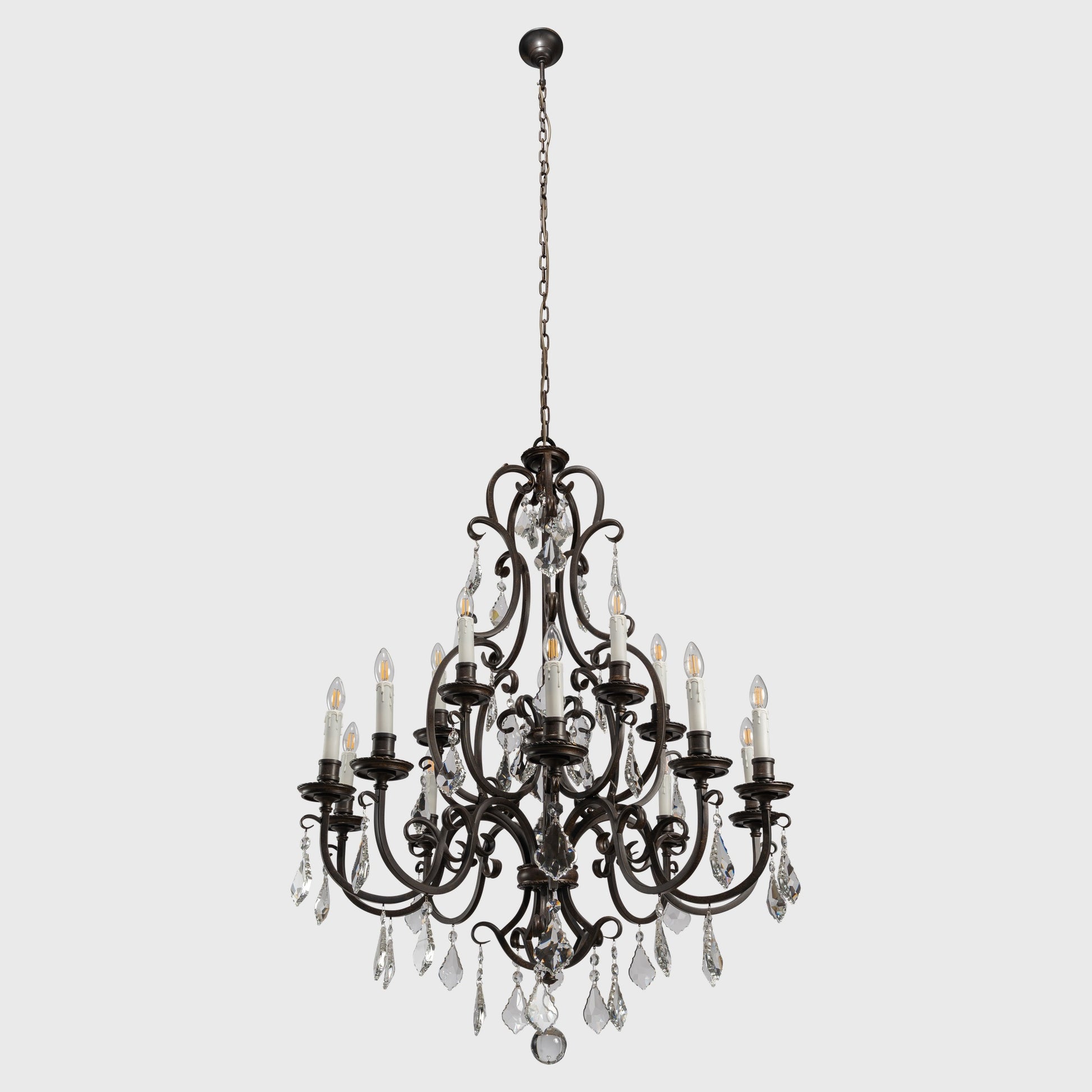 Louis 15th 15 Light Pendant White Candle Covers