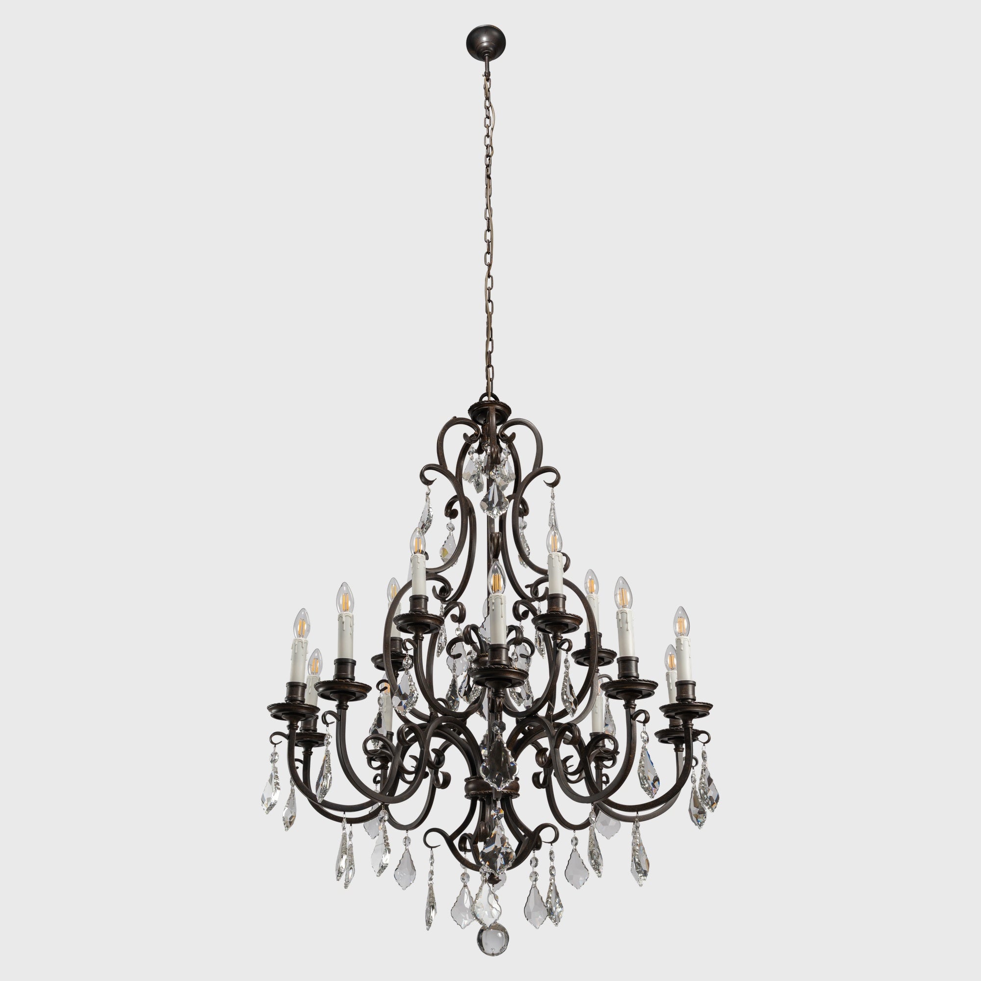 Louis 15th 15 Light Pendant White Candle Covers