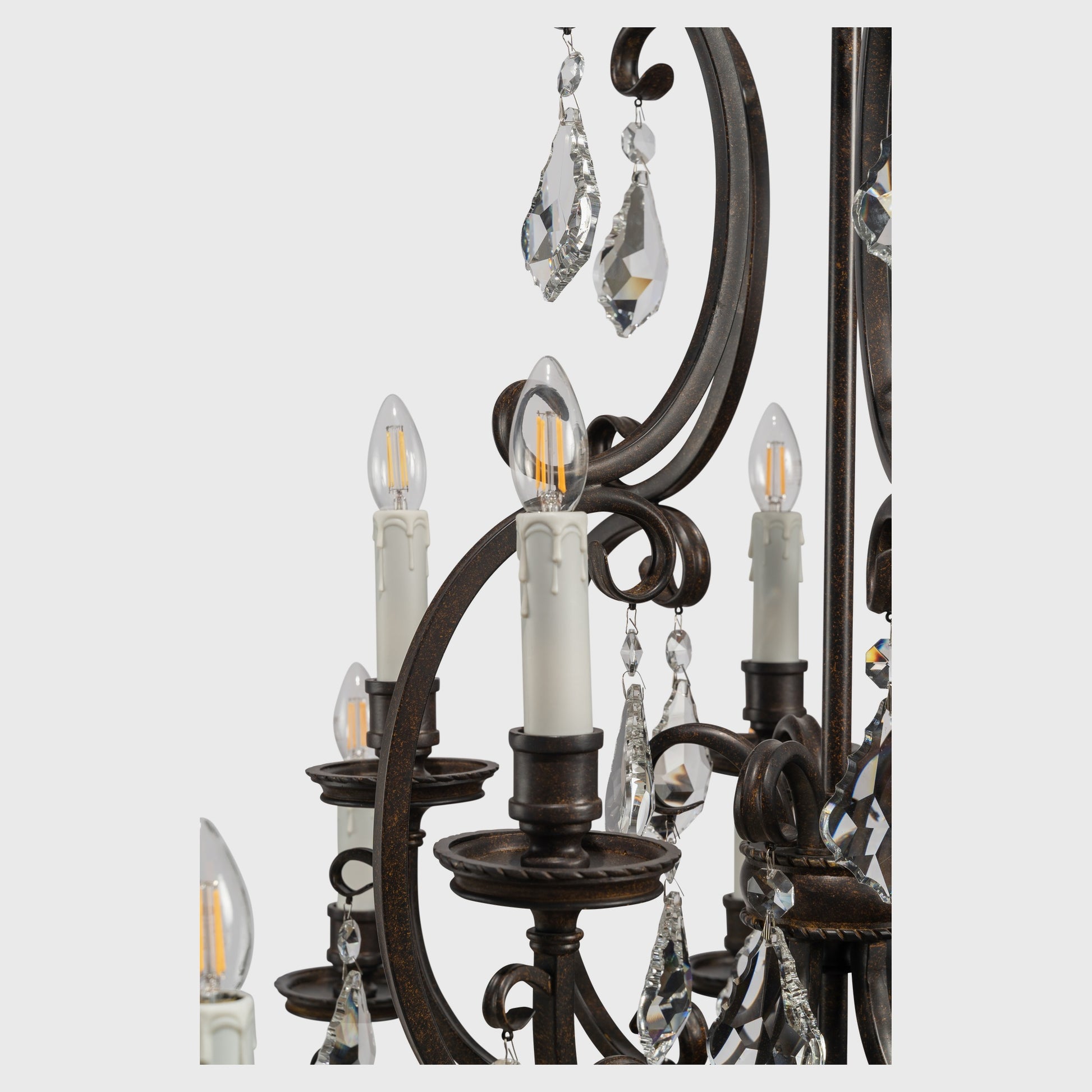 Louis 15th 15 Light Pendant White Candle Covers