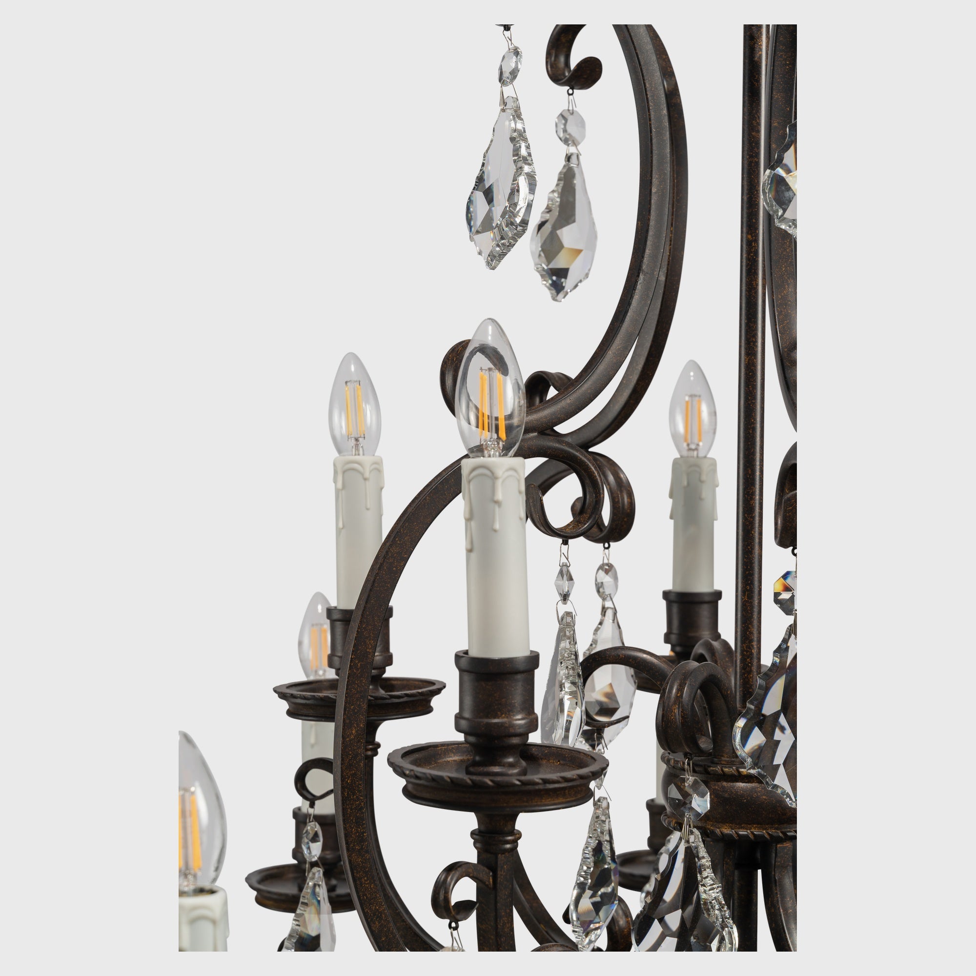 Louis 15th 15 Light Pendant White Candle Covers