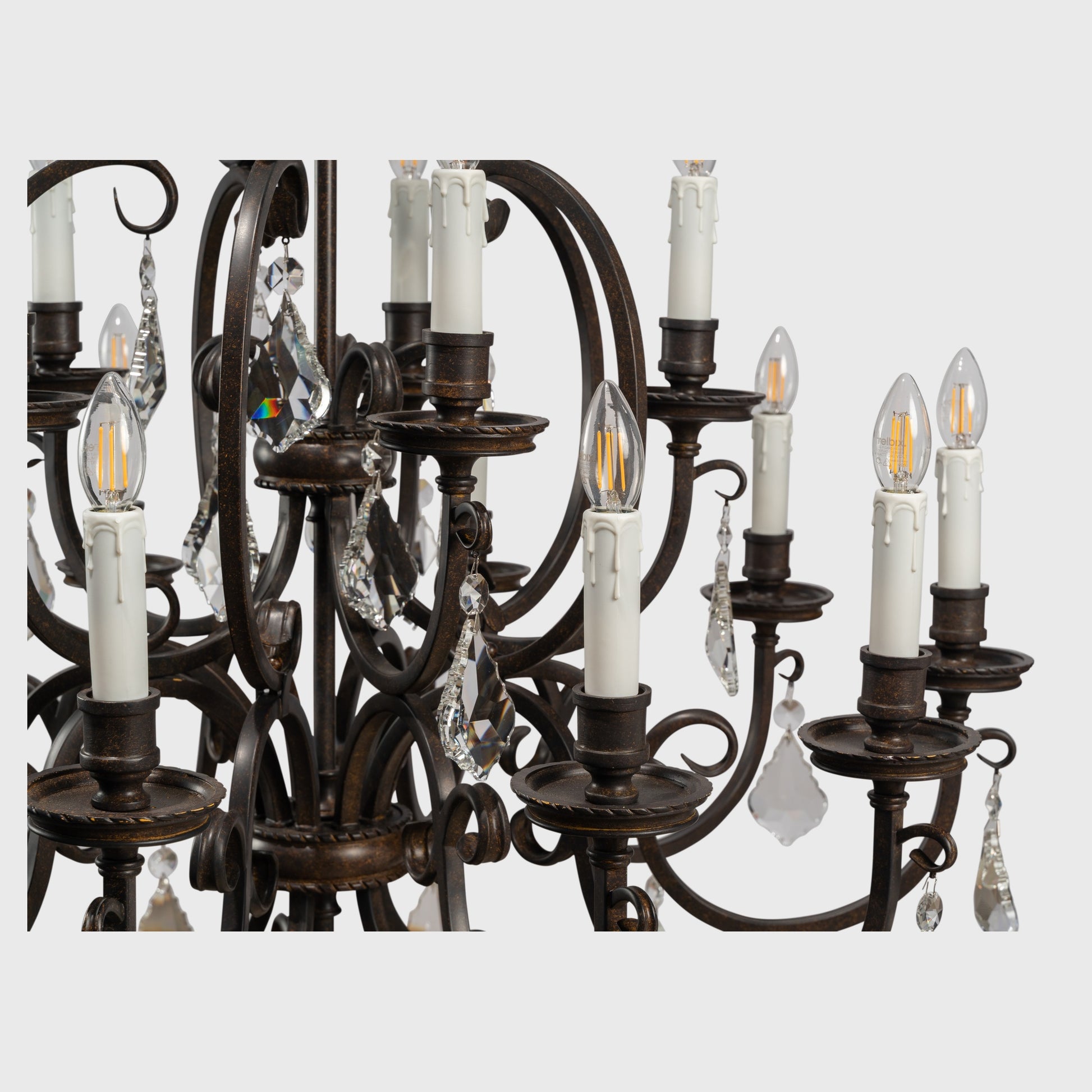 Louis 15th 15 Light Pendant White Candle Covers