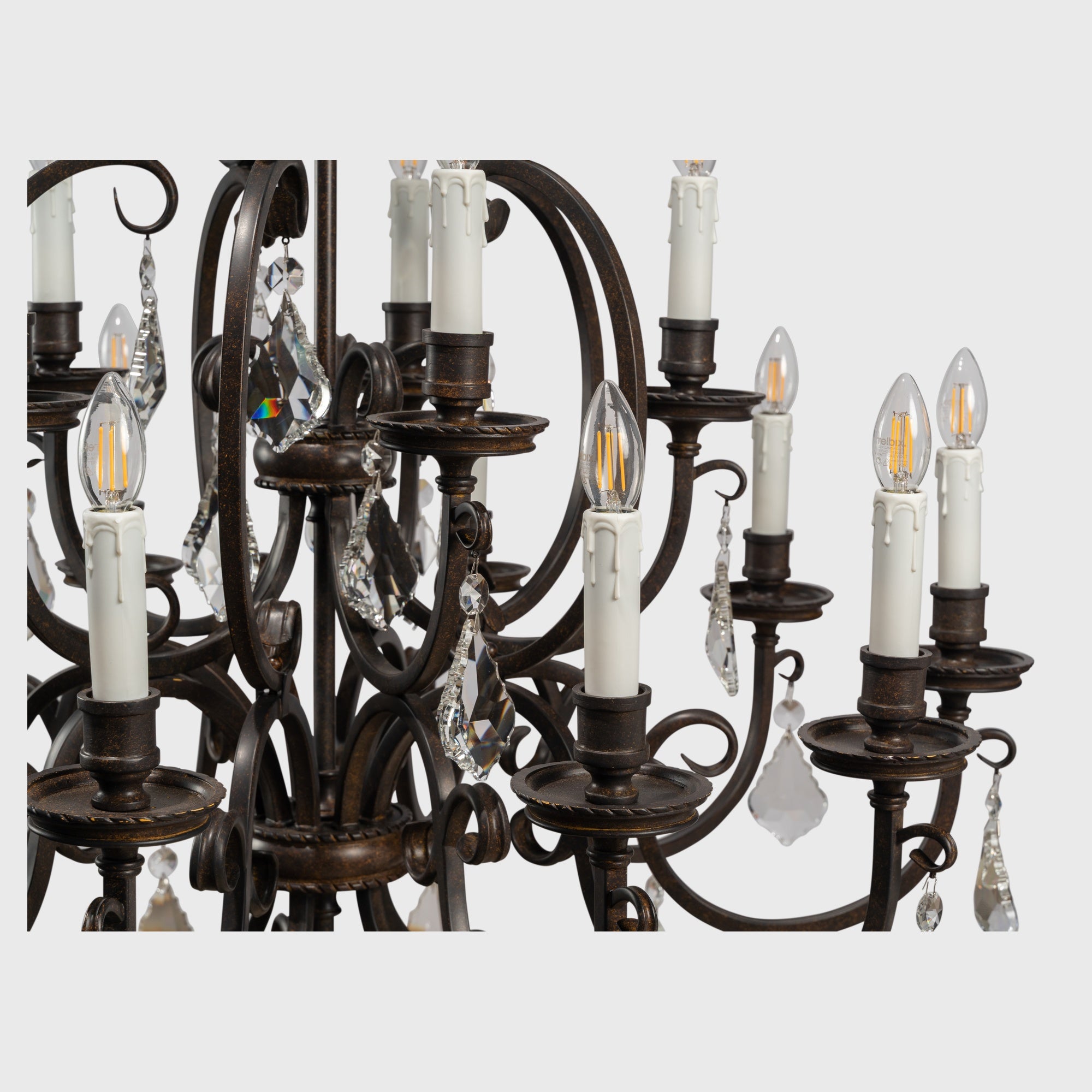 Louis 15th 15 Light Pendant White Candle Covers