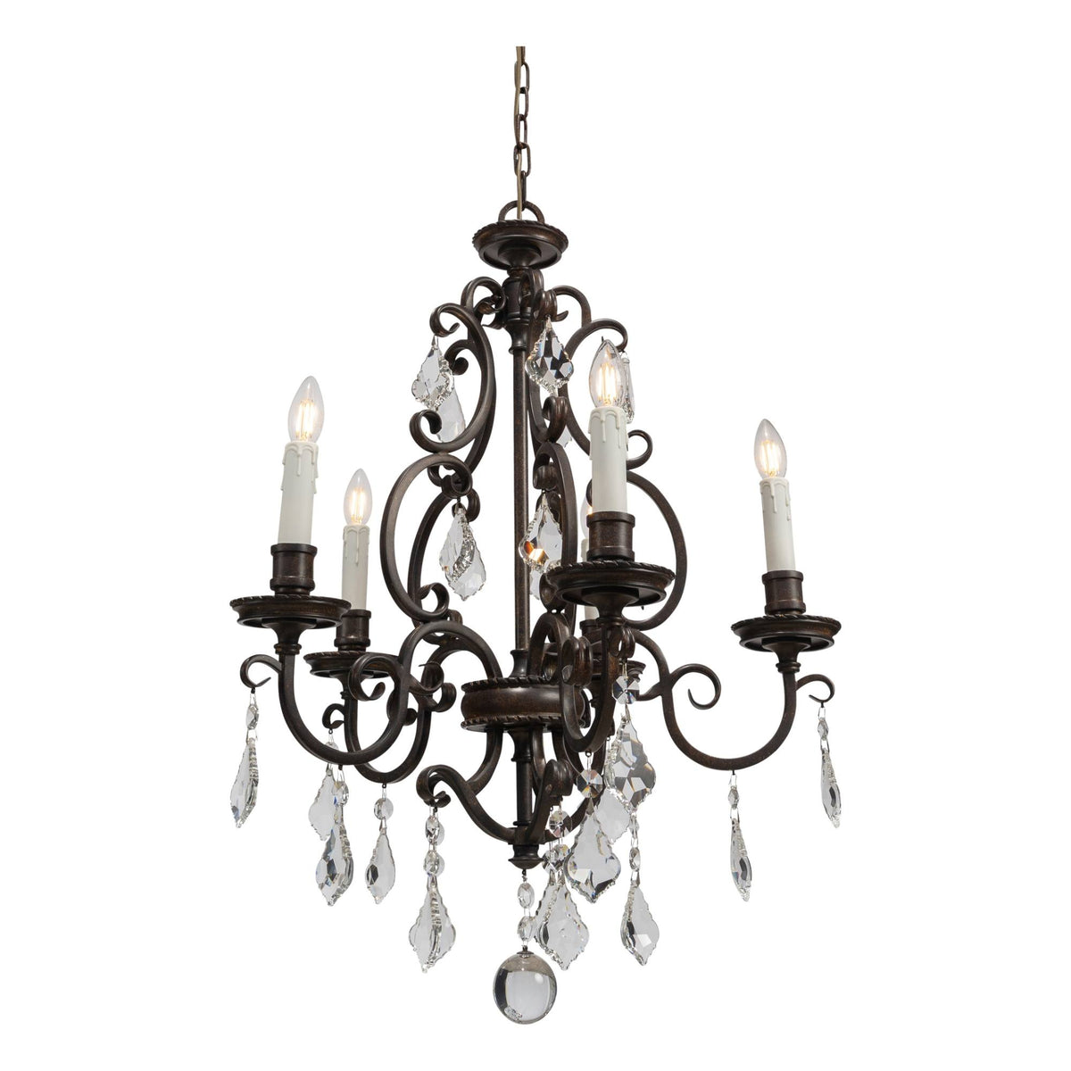 Louis 15th 5 Light Pendant White Candle Covers