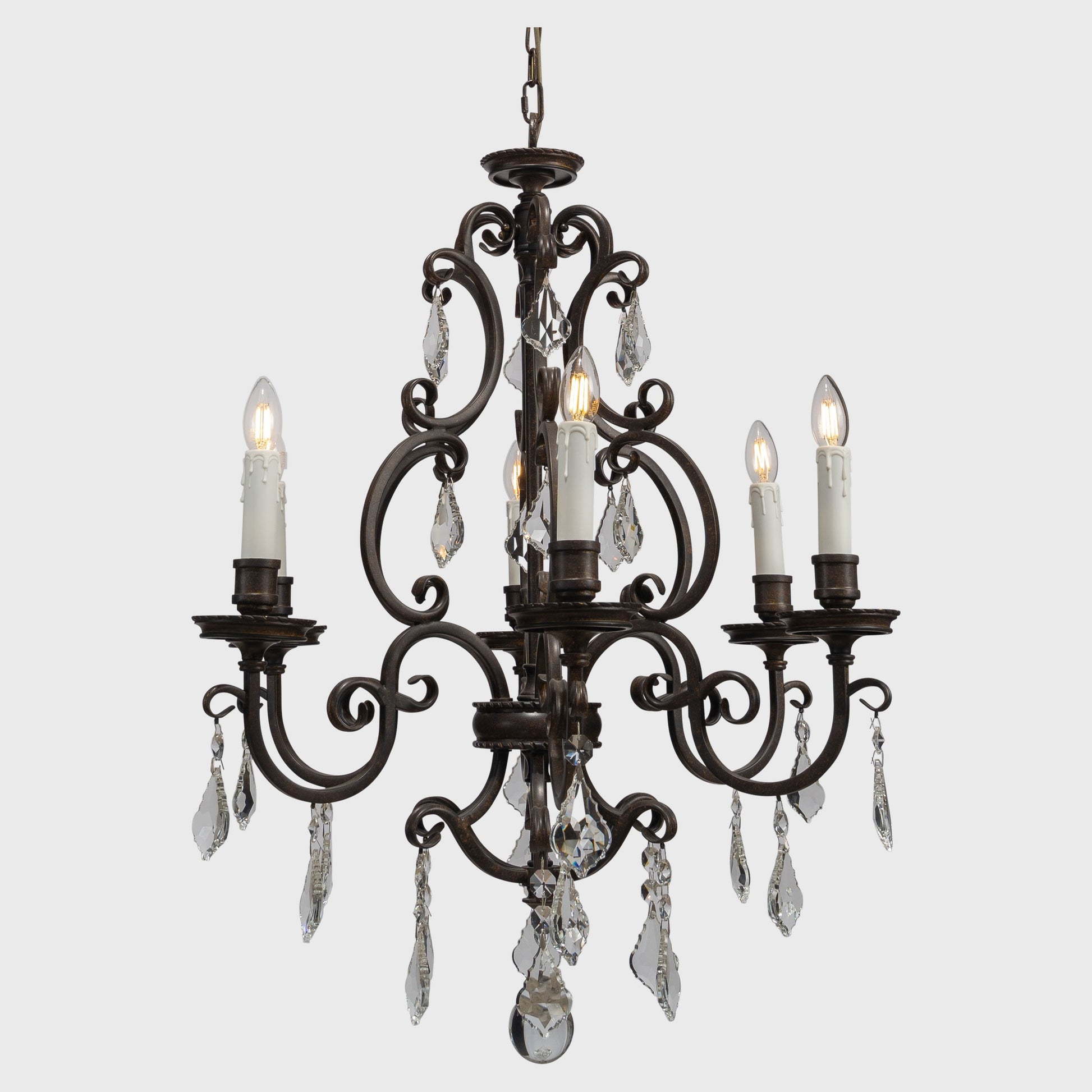 Louis 15th 6 Light Pendant White Candle Covers