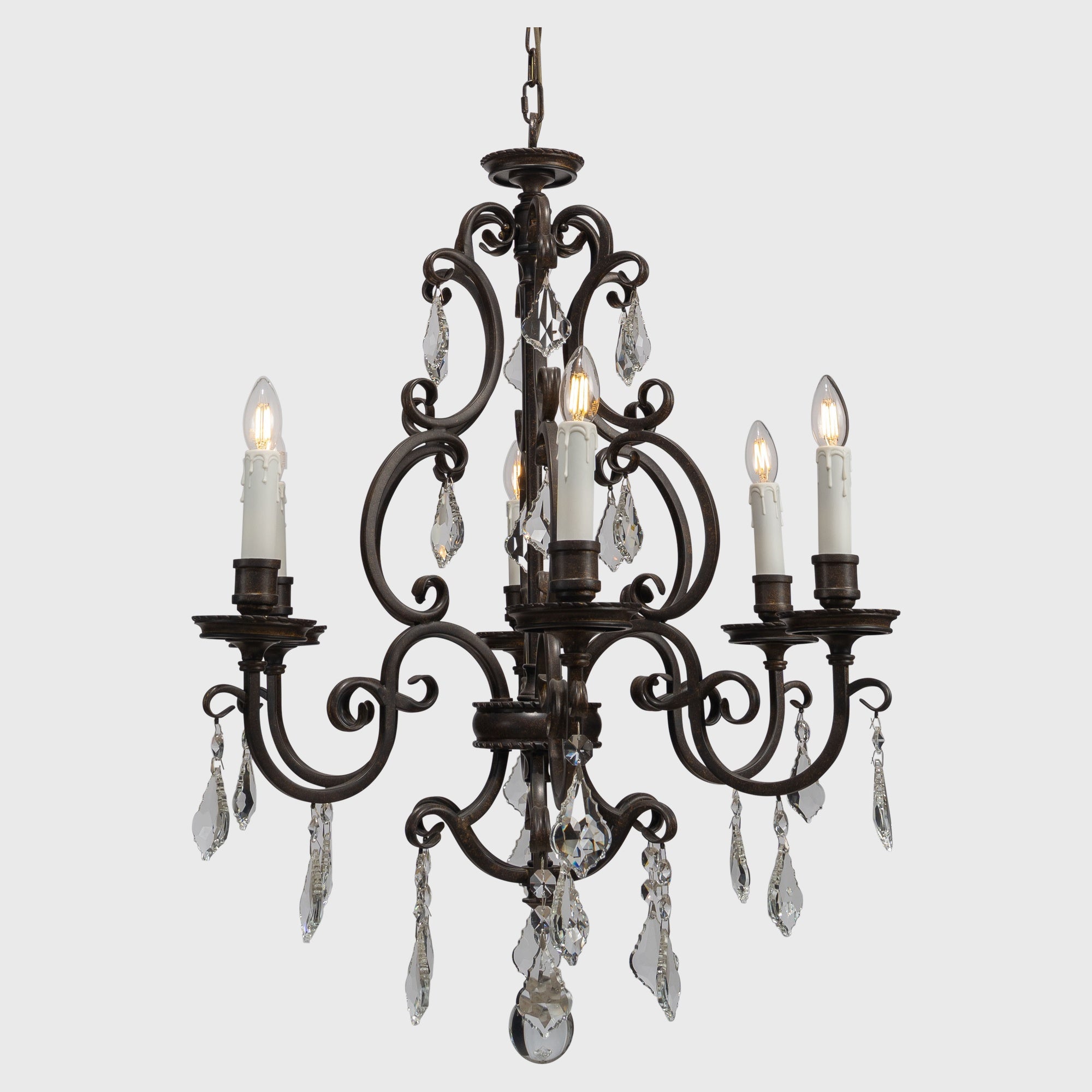 Louis 15th 6 Light Pendant White Candle Covers