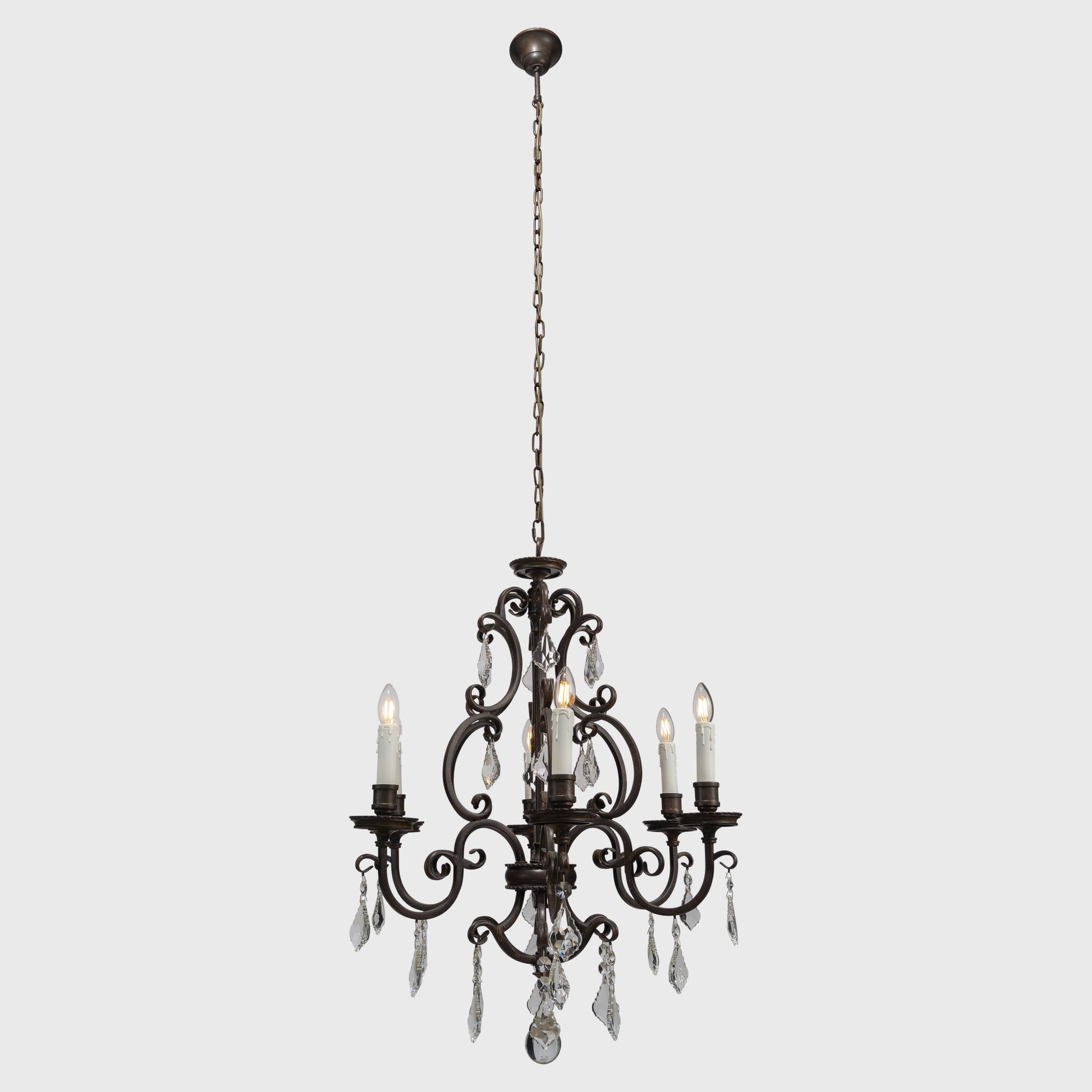 Louis 15th 6 Light Pendant White Candle Covers