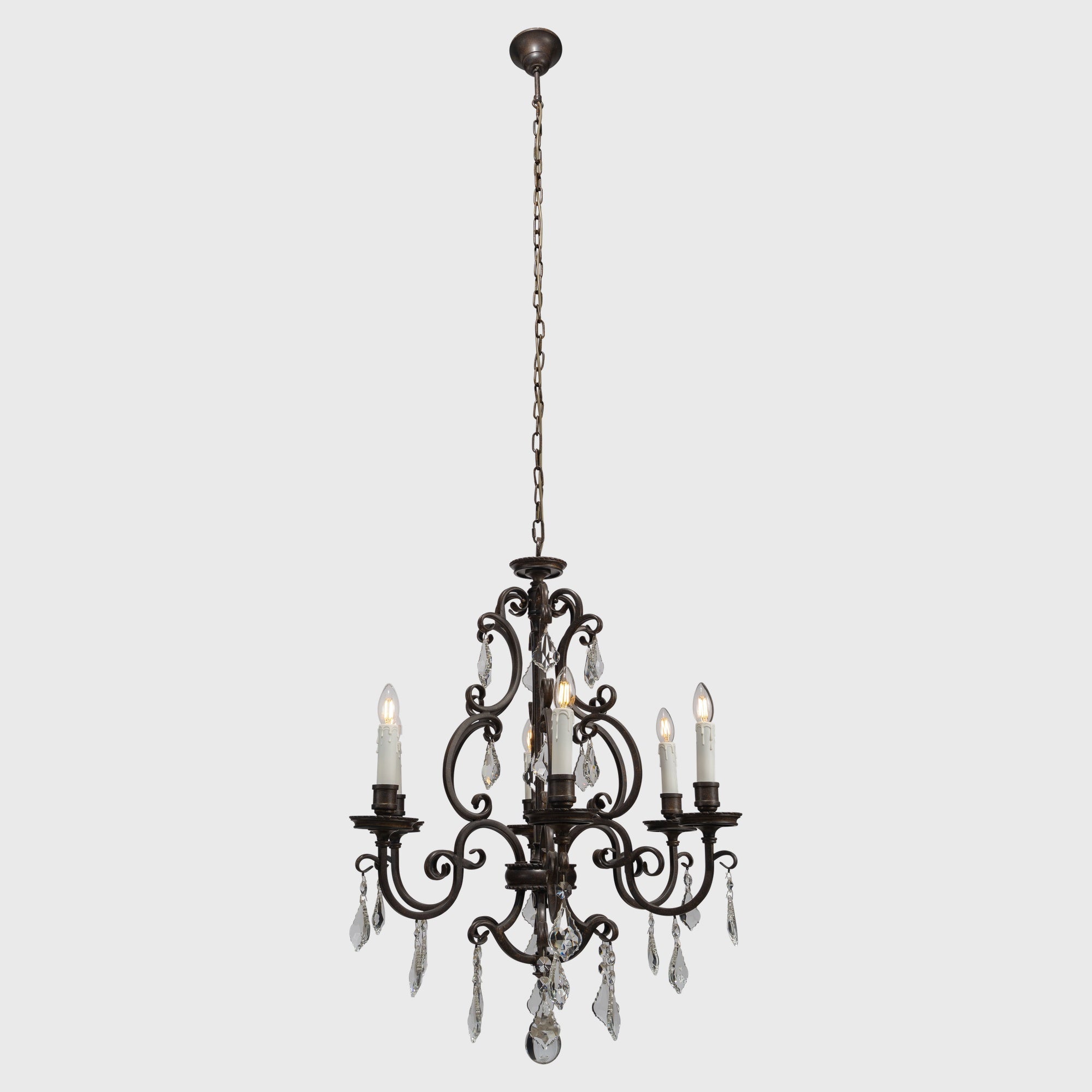 Louis 15th 6 Light Pendant White Candle Covers