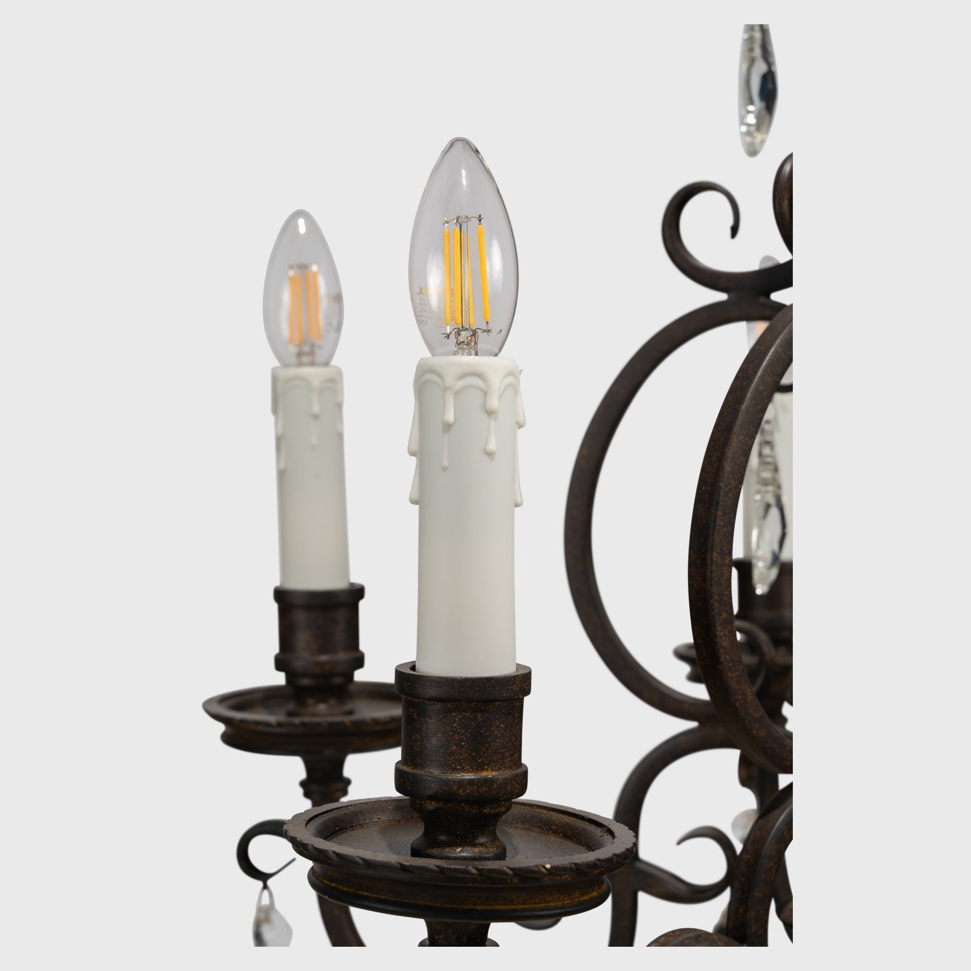 Louis 15th 6 Light Pendant White Candle Covers