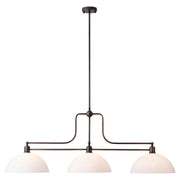 Sienna 3 Light Pendant w Opal Matte Glass Shades, Antique Brass