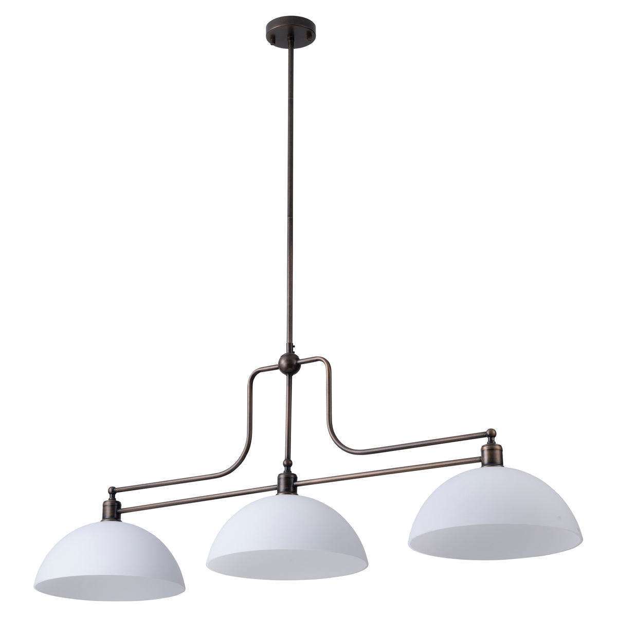 Sienna 3 Light Pendant w Opal Matte Glass Shades, Antique Brass