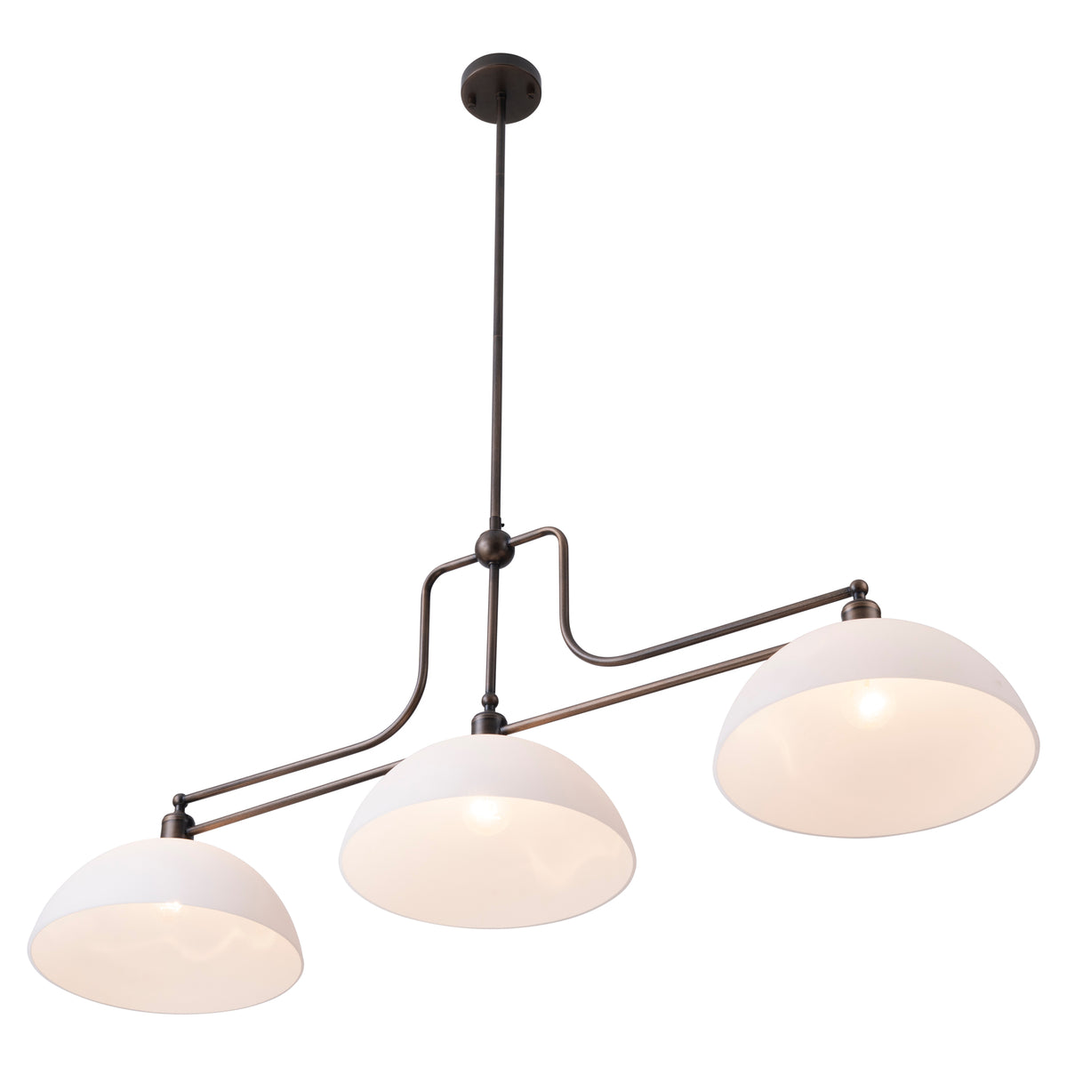 Sienna 3 Light Pendant w Opal Matte Glass Shades, Antique Brass