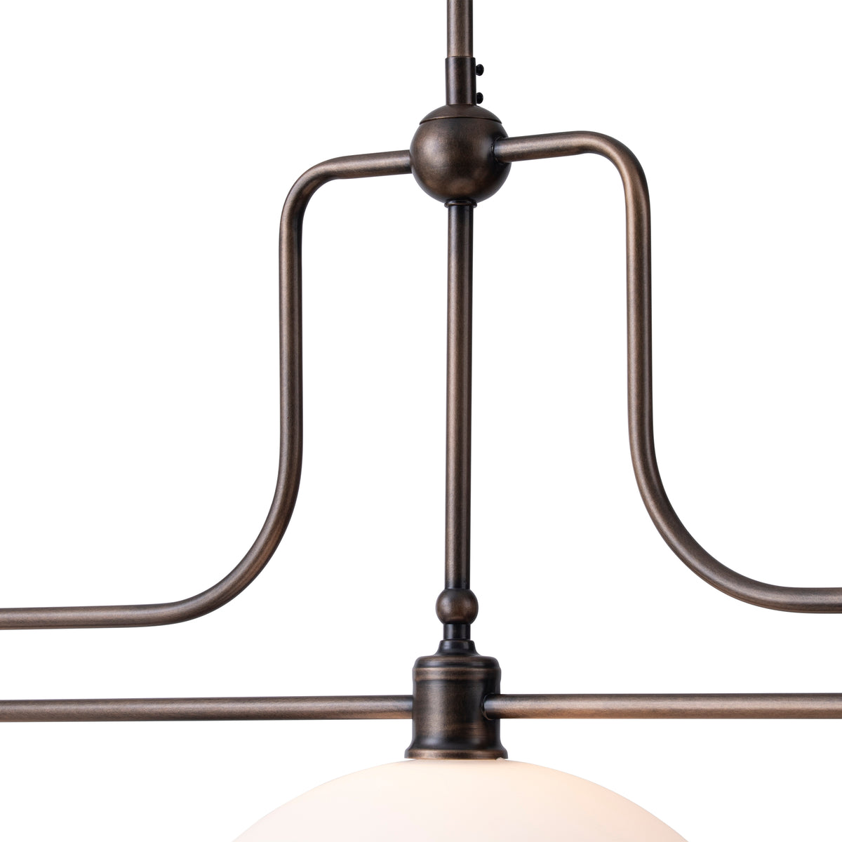 Sienna 3 Light Pendant w Opal Matte Glass Shades, Antique Brass