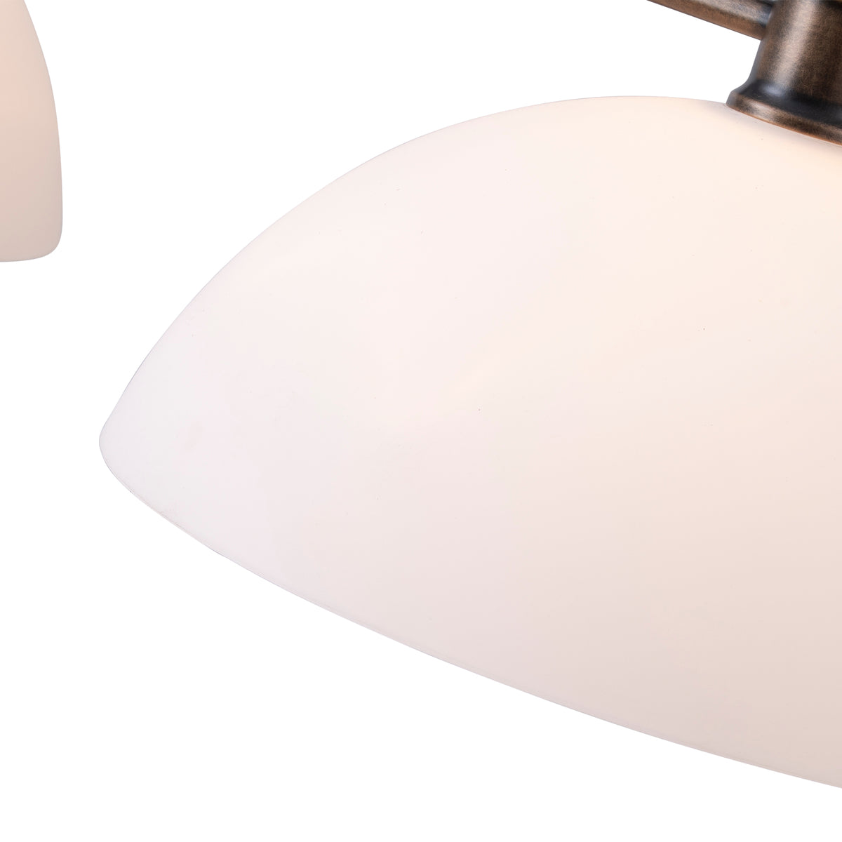 Sienna 3 Light Pendant w Opal Matte Glass Shades, Antique Brass