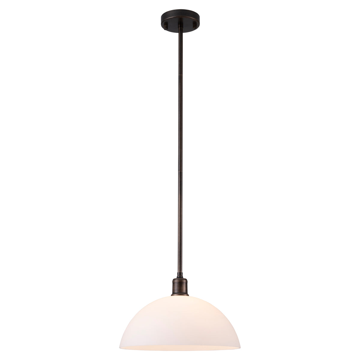 Sienna 1 Light Pendant w Opal Matte Glass Shade, Antique Brass