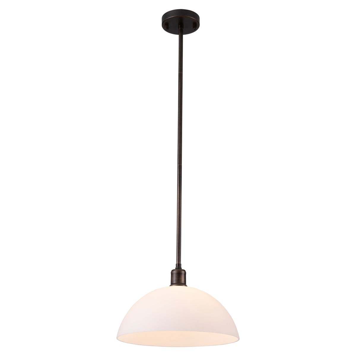Sienna 1 Light Pendant w Opal Matte Glass Shade, Antique Brass