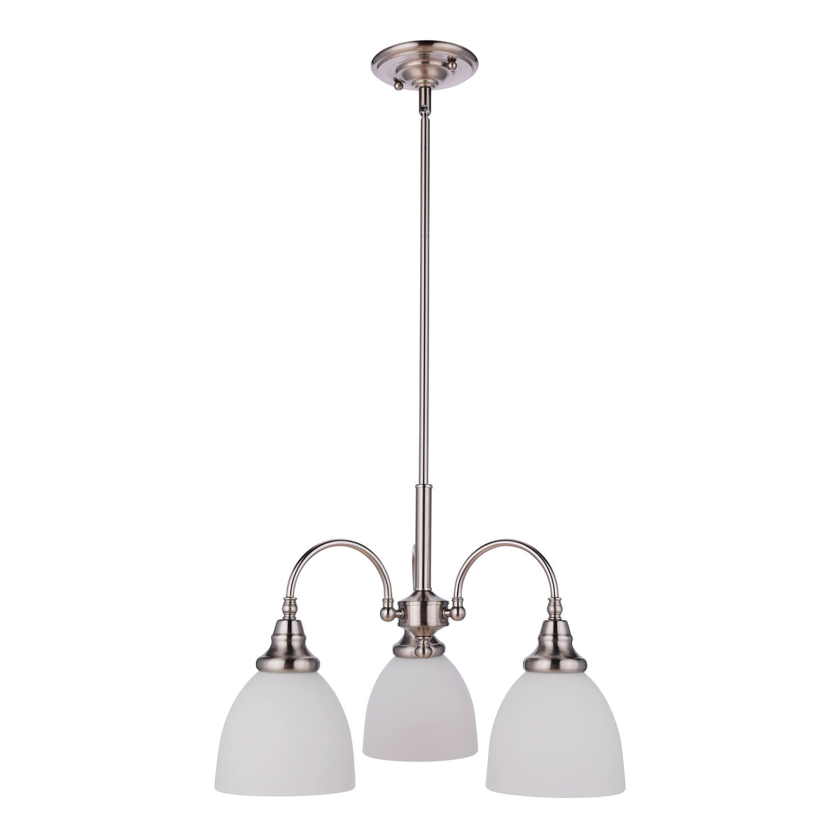 Benson 3 Light Pendant Arms Down, Brushed Nickel