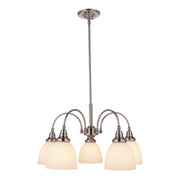 Benson 5 Light Pendant Arms Down, Brushed Nickel
