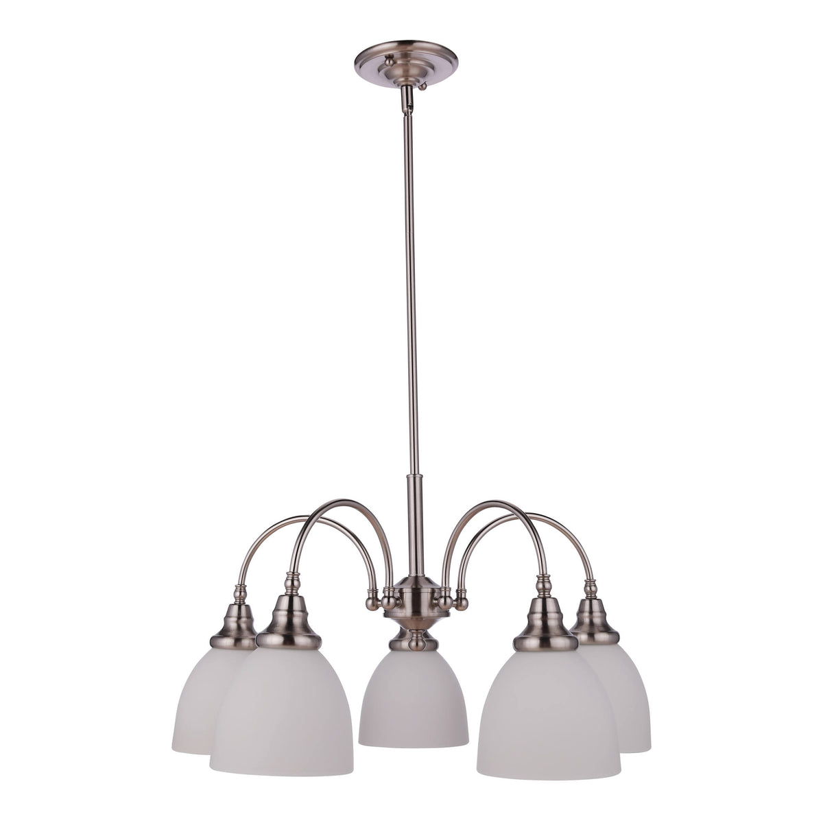 Benson 5 Light Pendant Arms Down, Brushed Nickel