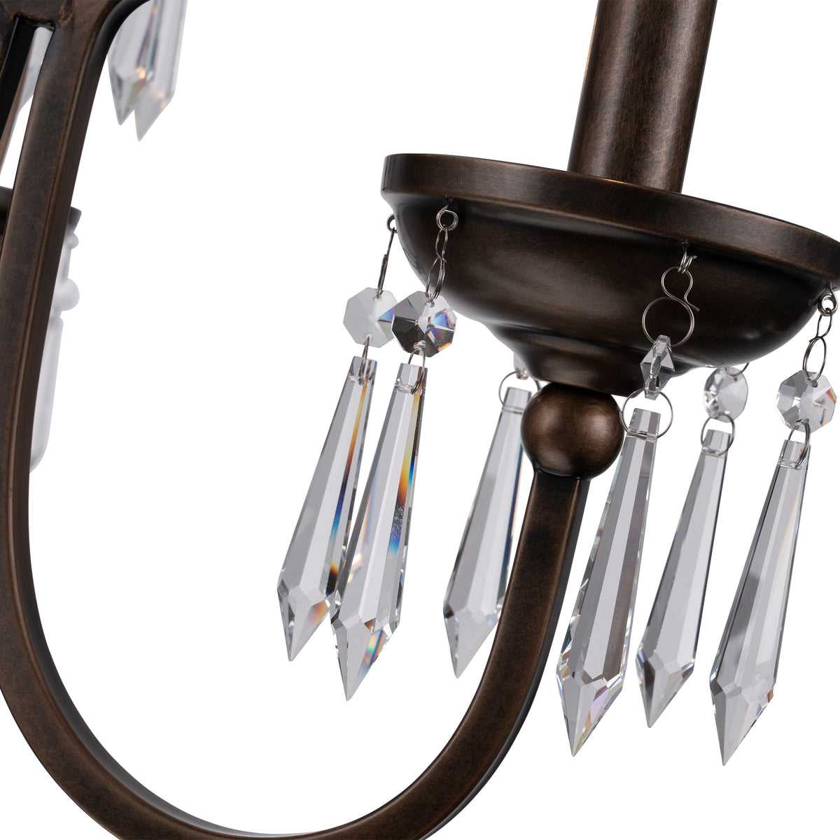 Lumet 8 Light Crystal Glass Chandelier, Antique Brass