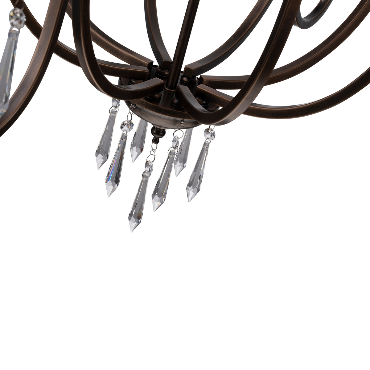 Lumet 8 Light Crystal Glass Chandelier, Antique Brass