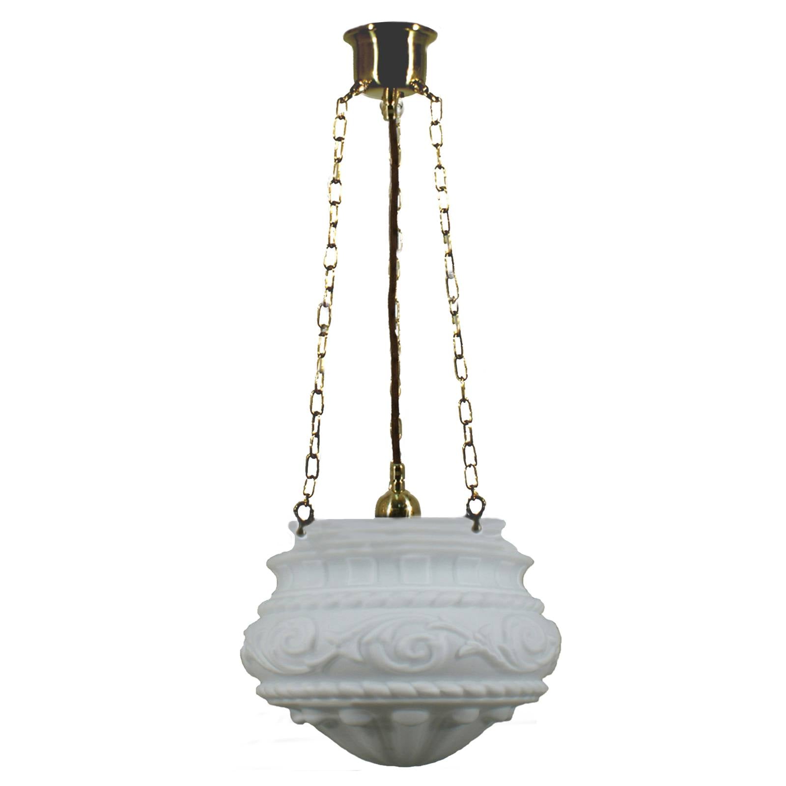 Premier 12'' Opal Matte on 3 Chain Suspension, Polished Brass