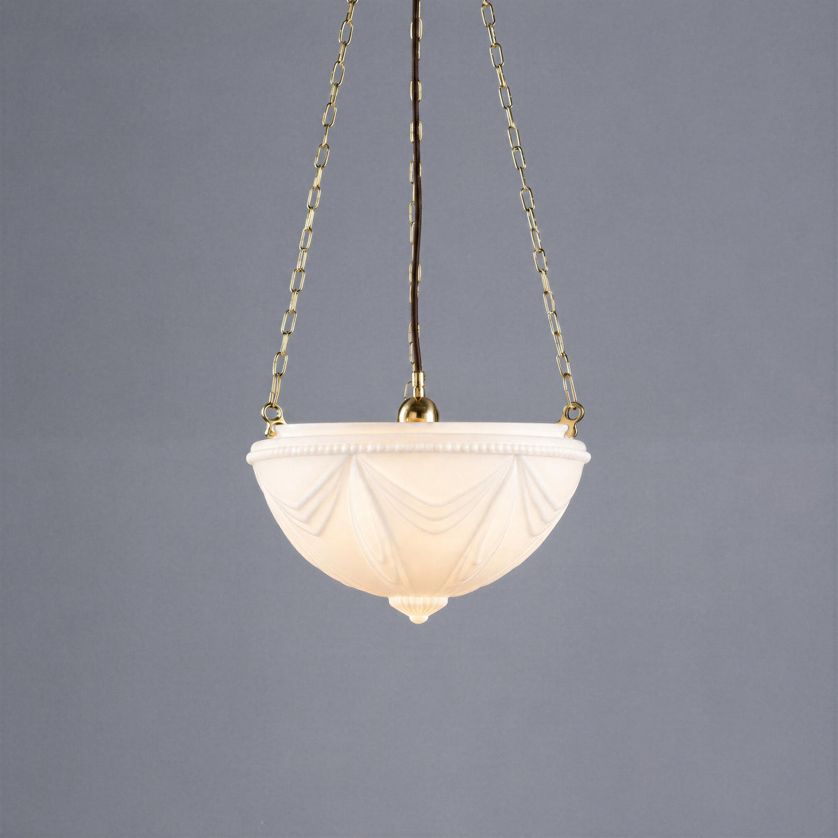 Empire 14'' Opal Matte on 3 Chain Suspension, Polished Brass