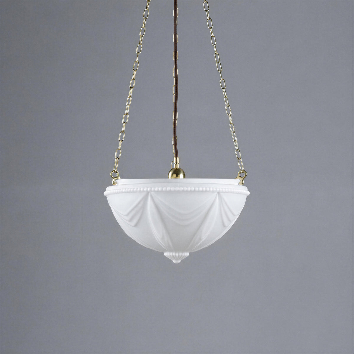Empire 14'' Opal Matte on 3 Chain Suspension, Polished Brass