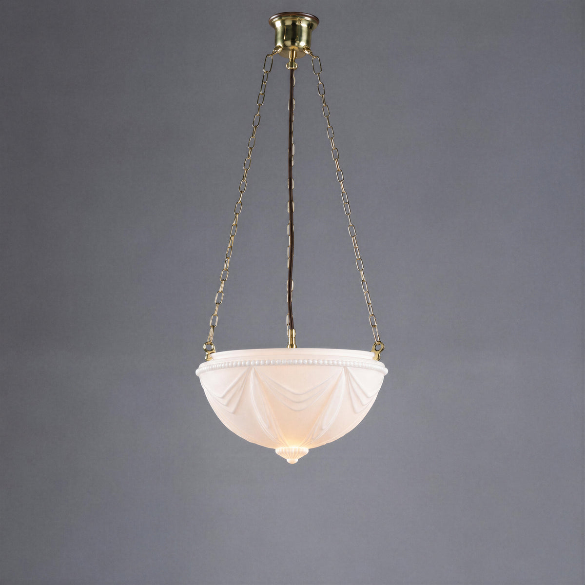 Empire 14'' Opal Matte on 3 Chain Suspension, Polished Brass