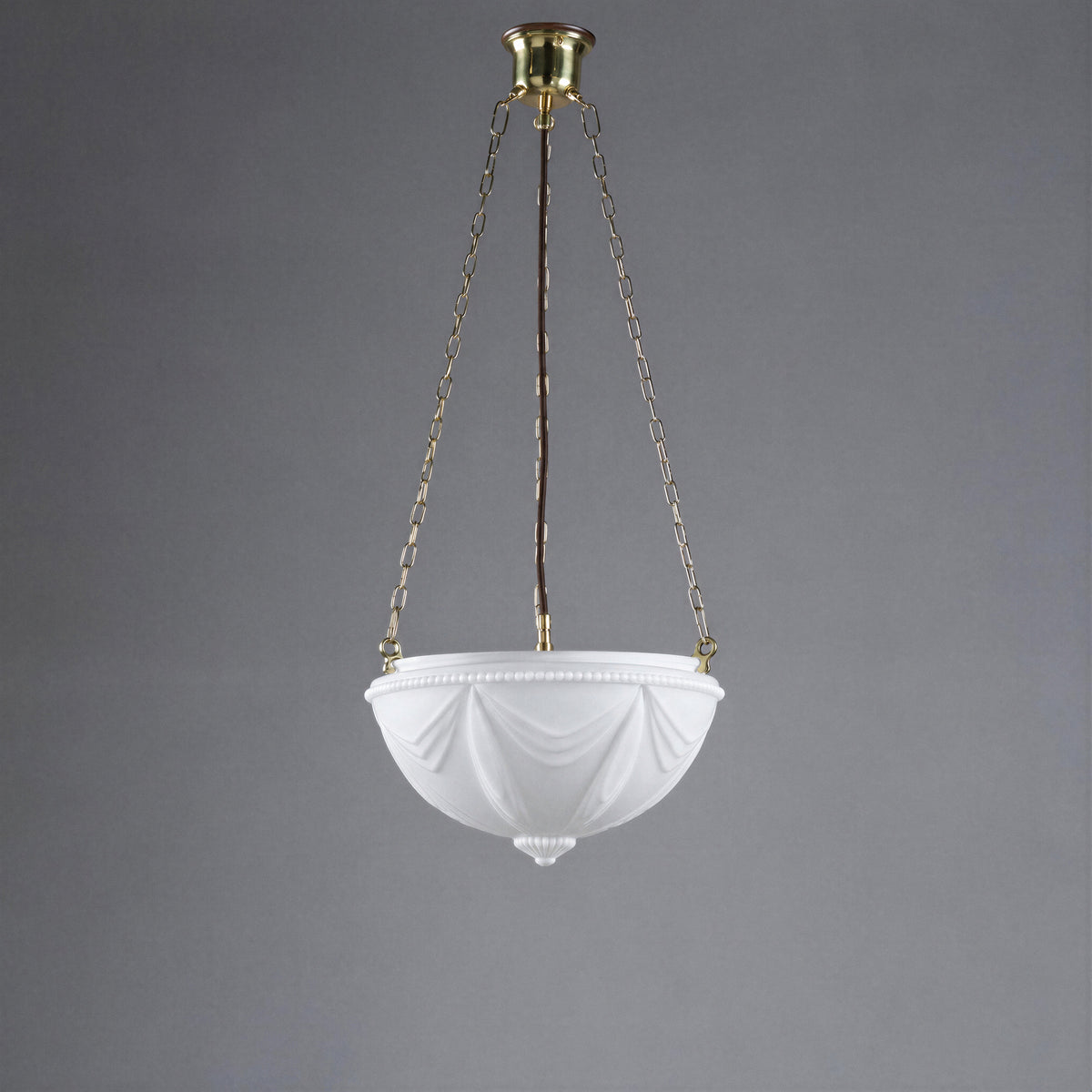 Empire 14'' Opal Matte on 3 Chain Suspension, Polished Brass