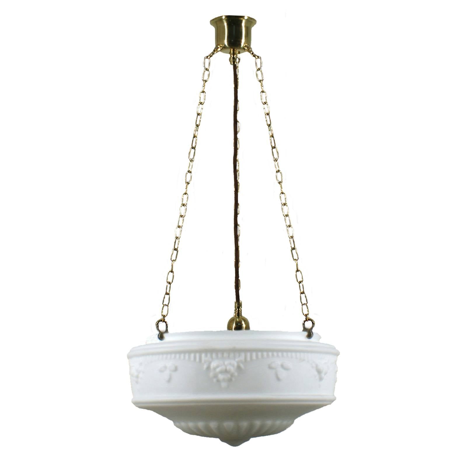 Senator 14'' Opal Matte on 3 Chain Suspension, Polished Brass