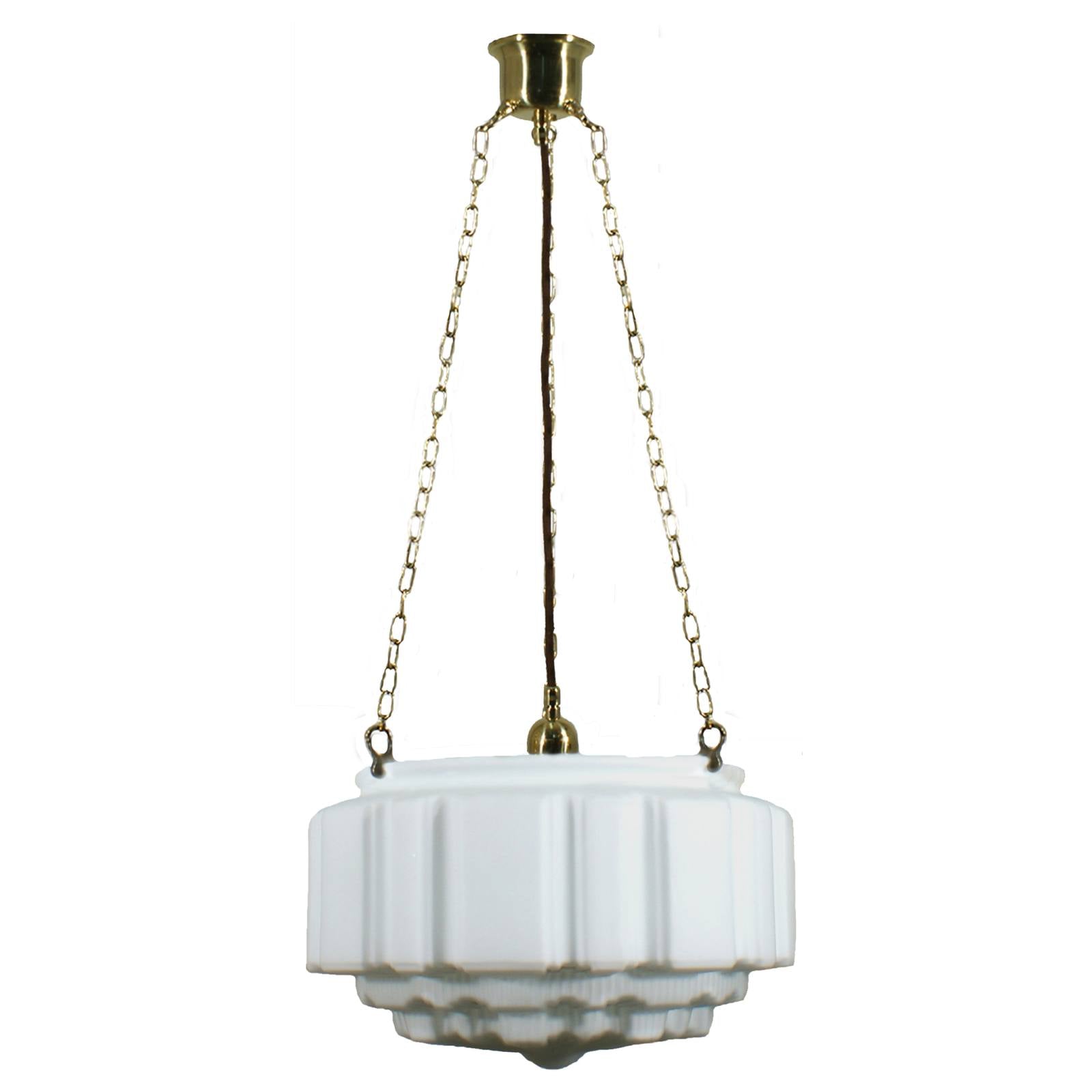 St Kilda 14'' Opal Matte on 3 Chain Suspension, Polished Brass