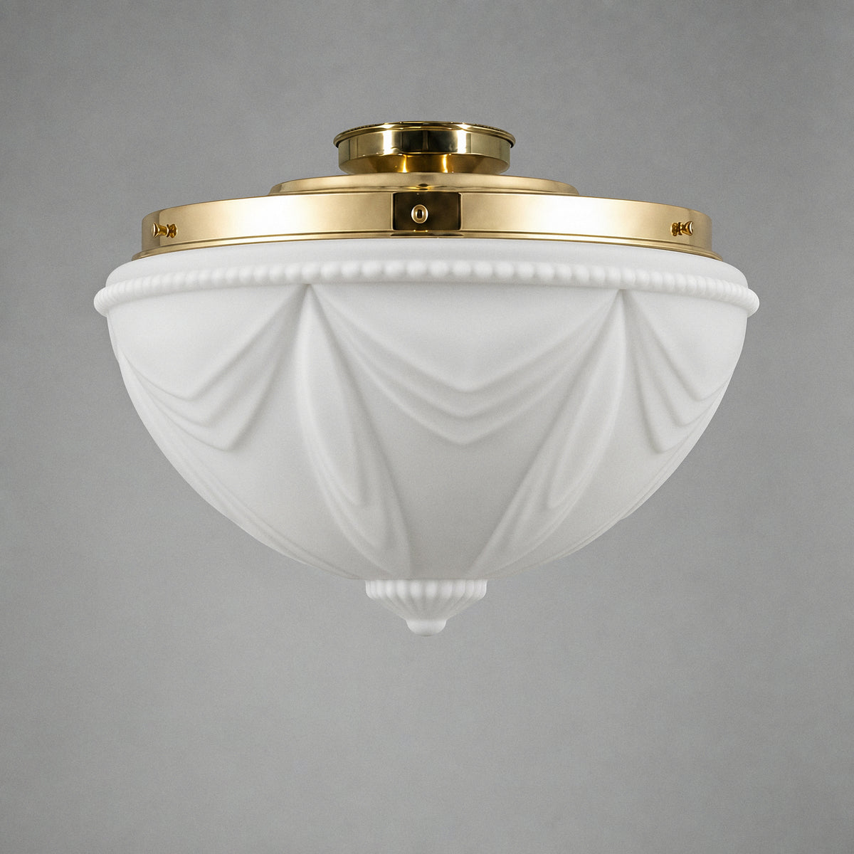 Empire Opal Matt 14" Shade w 12 1/4" Brass Batten Fix Light