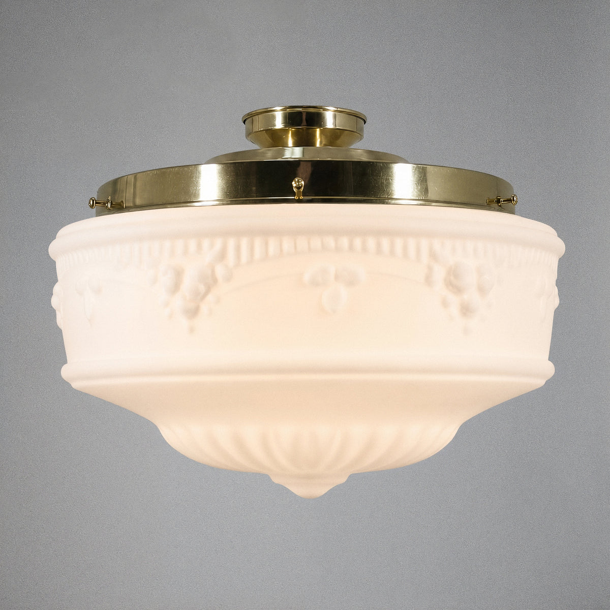 Senator Opal Matt 14" Shade w 12 1/4" Brass Batten Fix Light