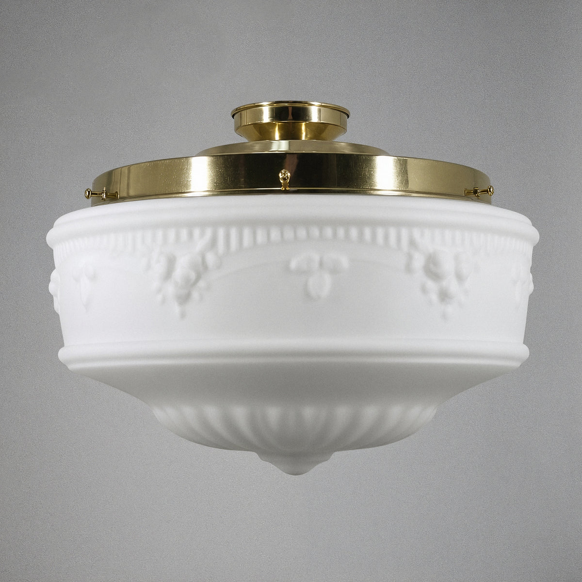 Senator Opal Matt 14" Shade w 12 1/4" Brass Batten Fix Light