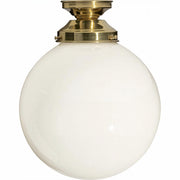 Sphere 10'' Opal Gloss Batten Fix, Polished Brass