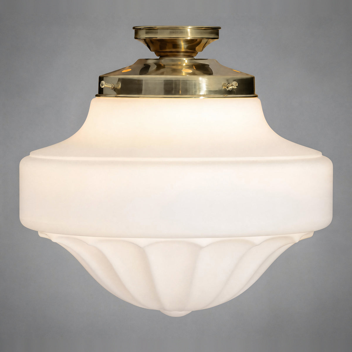 Derby Opal Matt 13" Shade w 6 1/4" Brass Batten Fix Light