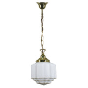 St Kilda 8'' Opal Matte Single Chain Suspension, Polished Brass