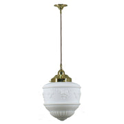 Senator 8'' Opal Matte on Cloth Cord Suspension, Polished Brass