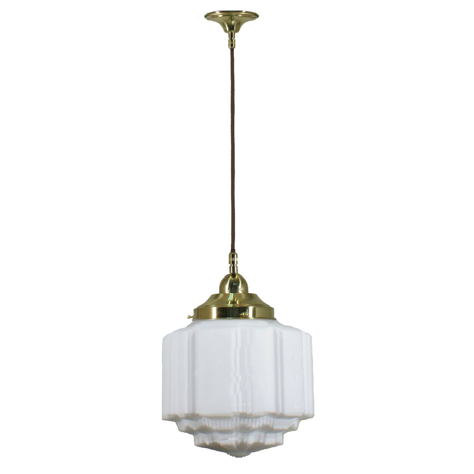 St Kilda 8'' Opal Matte on Cloth Cord Suspension, Polished Brass