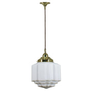 St Kilda 8'' Opal Matte on Cloth Cord Suspension, Polished Brass