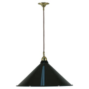 Edwardian 390mm Black Shade on Cloth Cord Suspension, Polished Brass