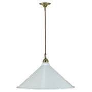 Edwardian 390mm White Shade on Cloth Cord Suspension, Polished Brass