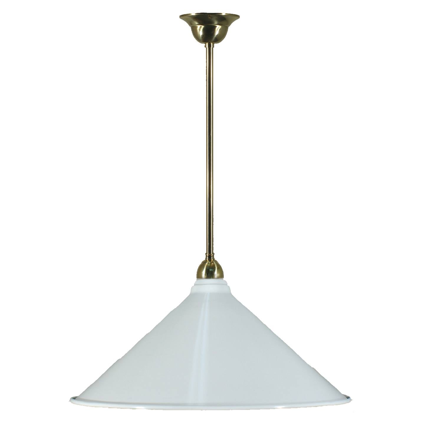 Edwardian 390mm White Metal Shade on Rod Set 1/2'' x 1/2m, Polished Brass